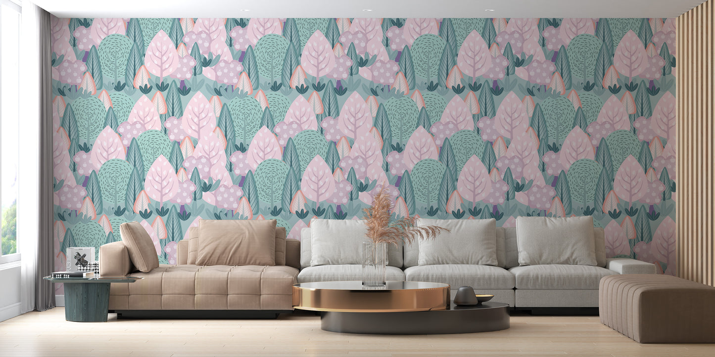 Scandinavian mural featuring tranquil scenery
