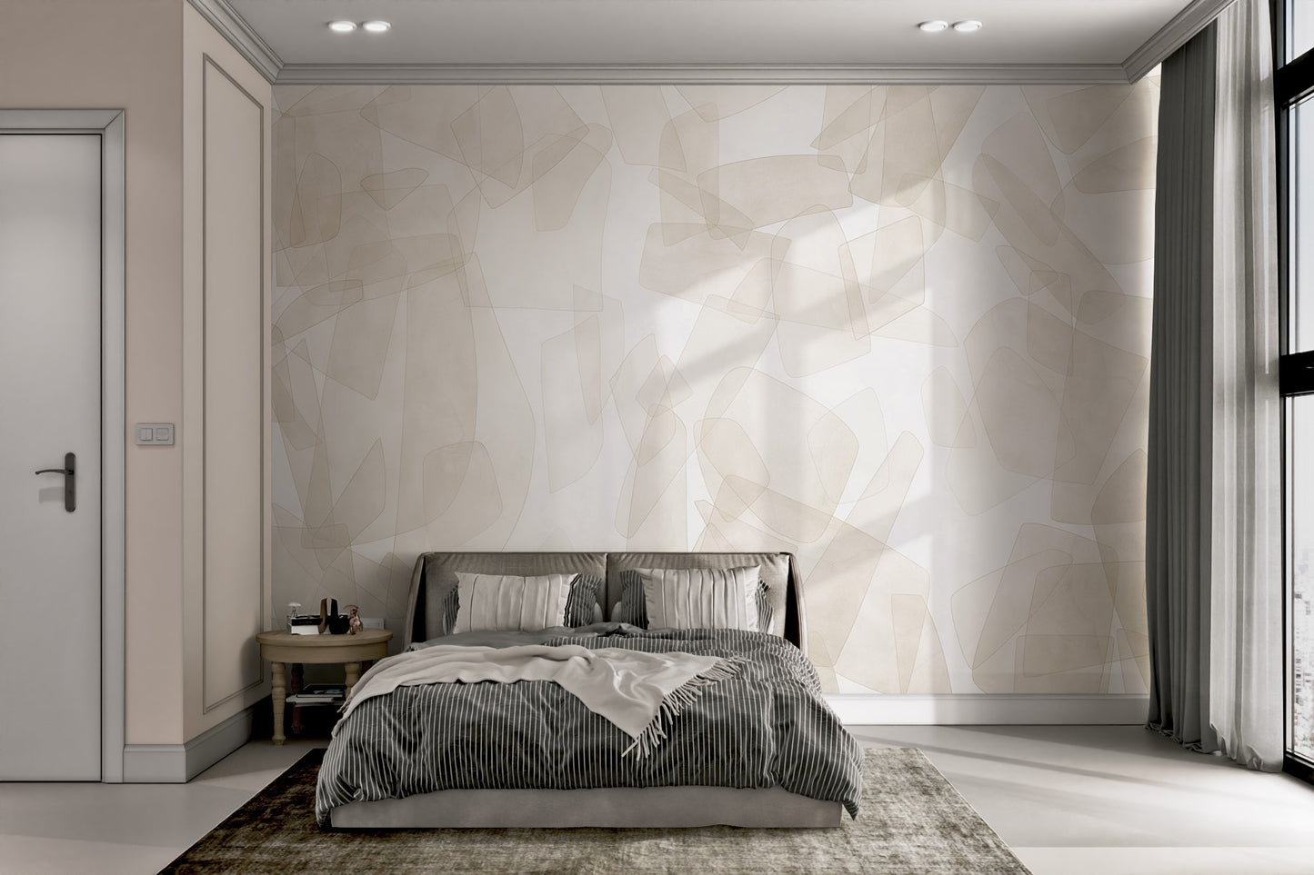 Beige Abstract Geometric Shapes Wallpaper