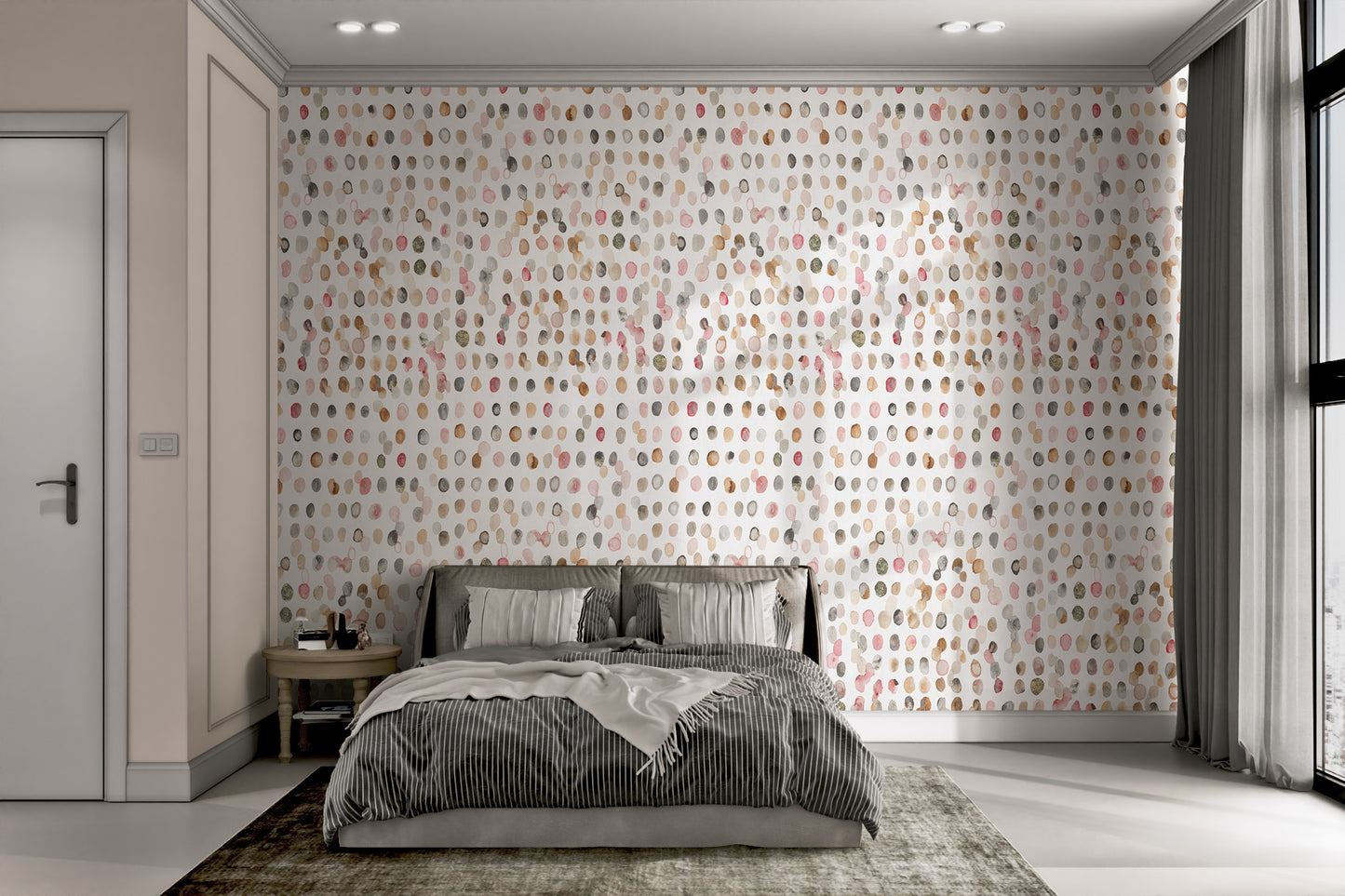 Watercolor Polka Dot Neutral Wallpaper-AW368