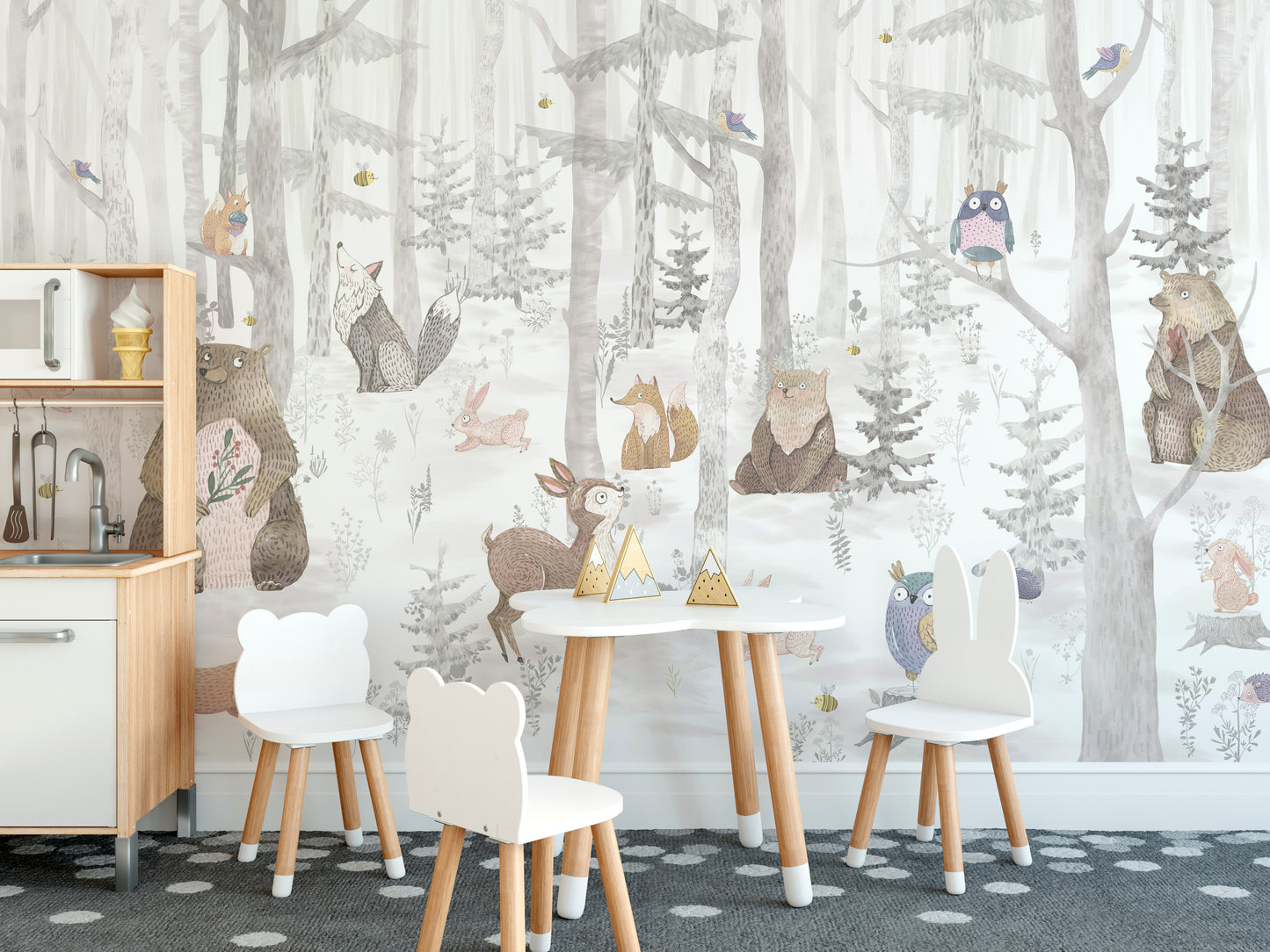 Playful watercolor animal wallpaper