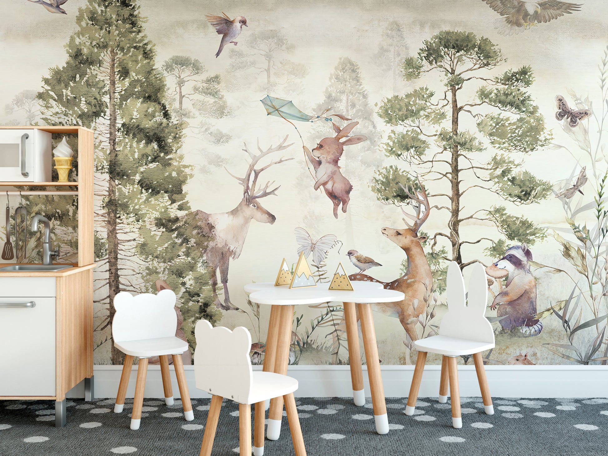 Serene wallpaper with animals in natural harmony