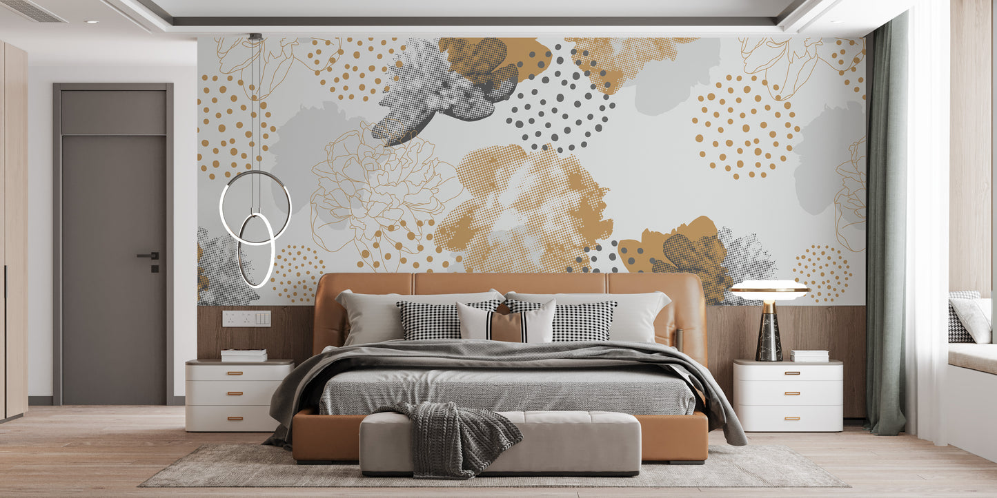 Modern floral tapestry mural for decor
