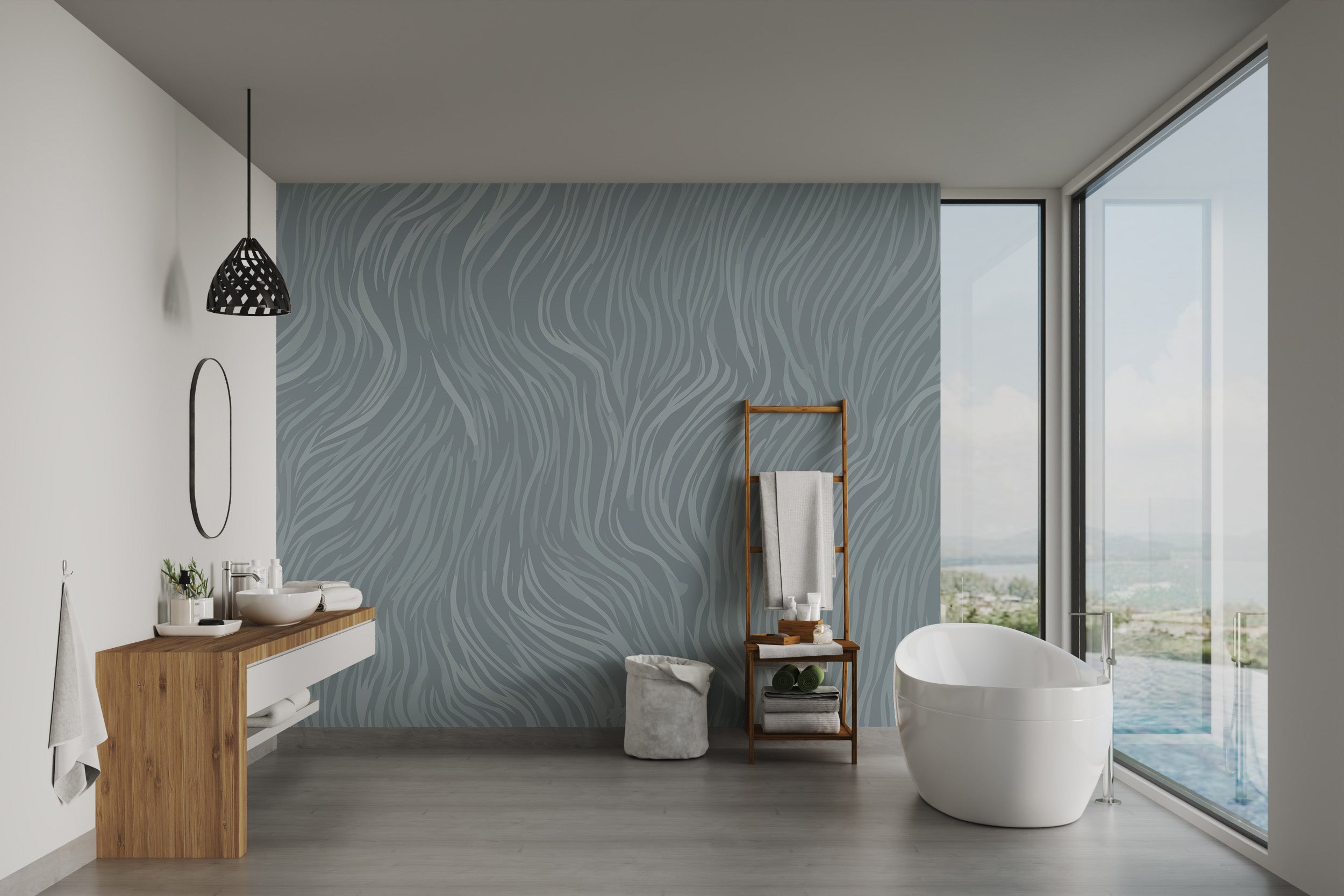 Grey tone wallpaper with zebra line patterns
