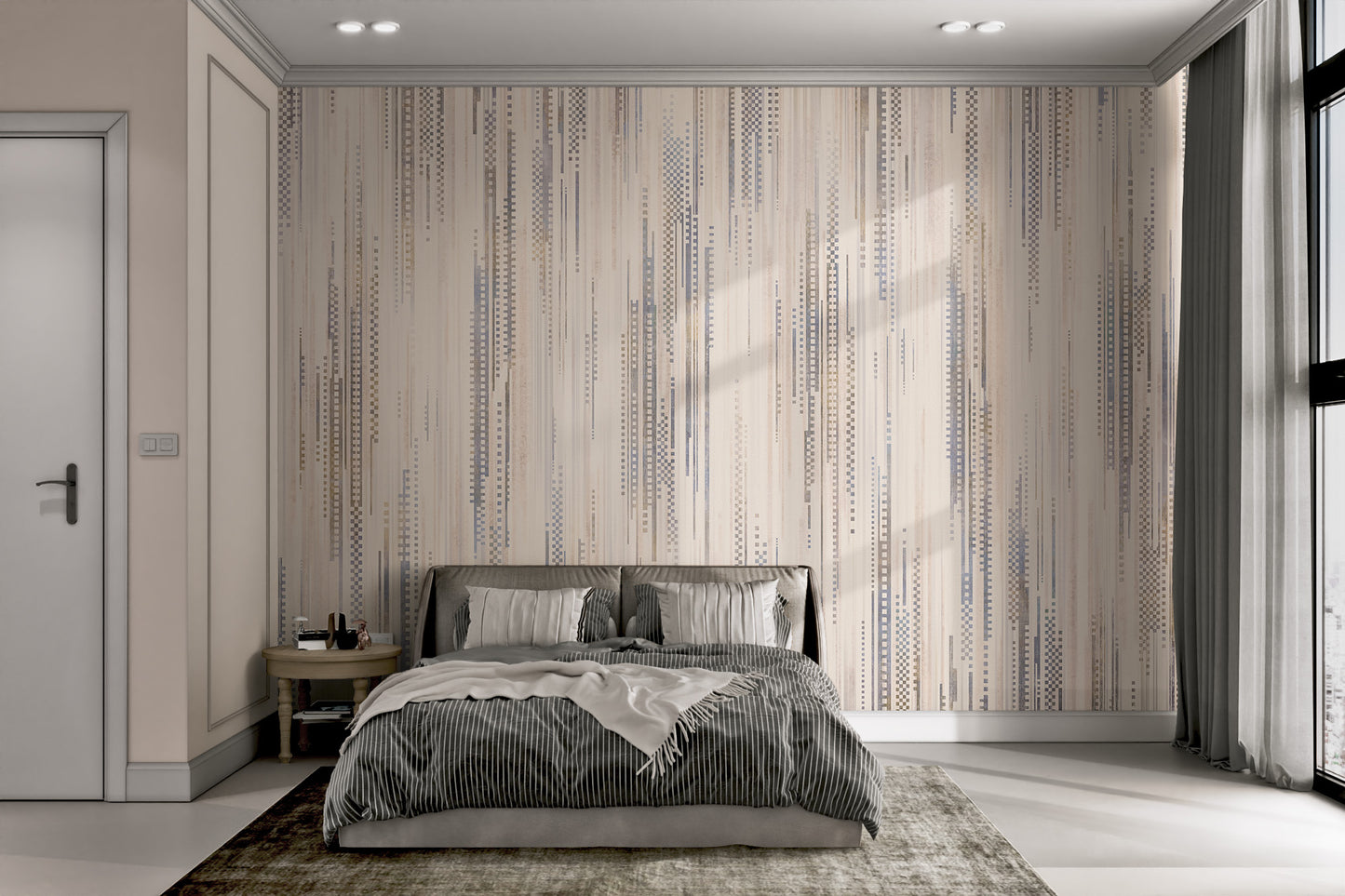 Neutral Vertical Line Pattern Wallpaper