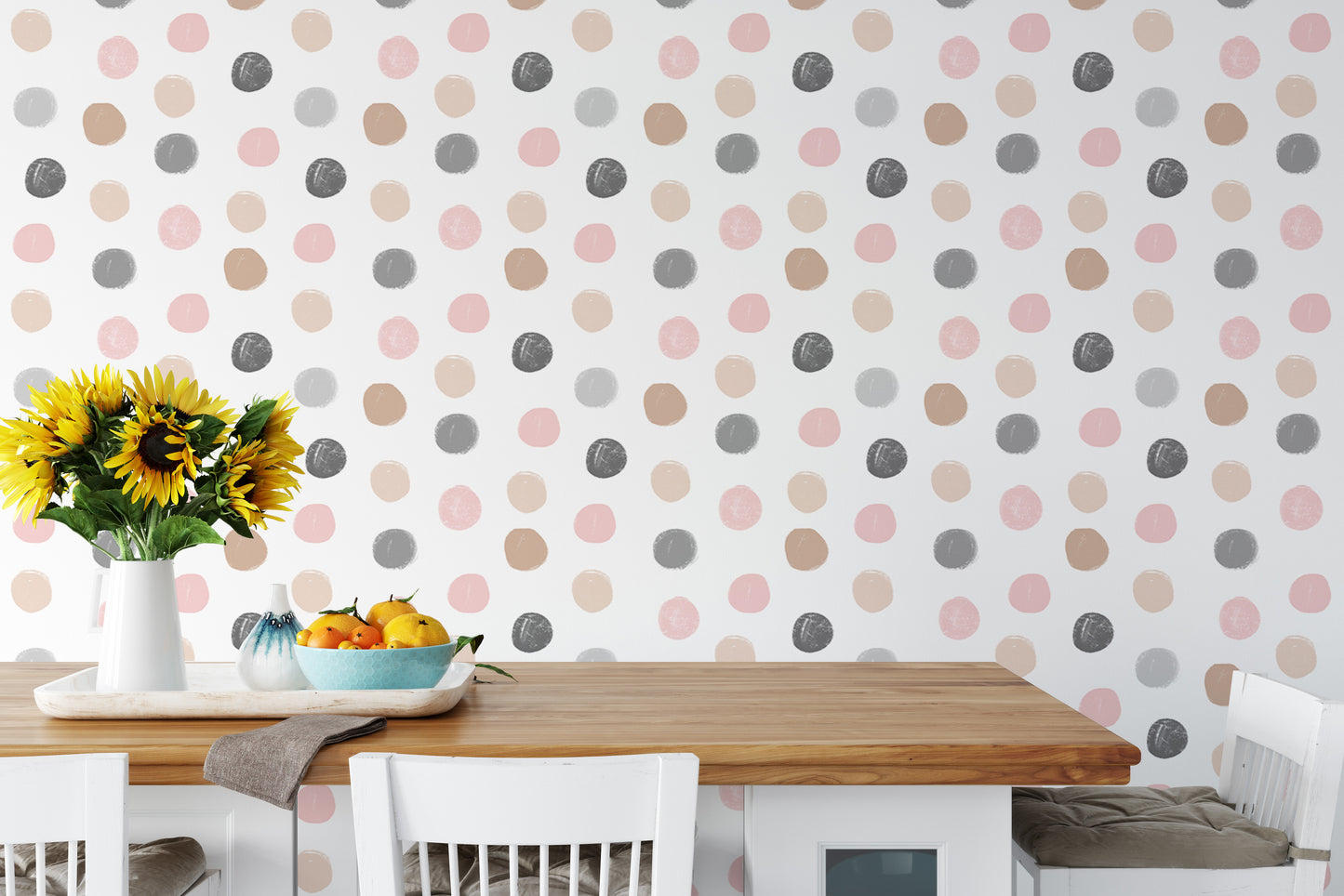 Pastel Colorful Pattern Polka Dots Kids Wallpaper