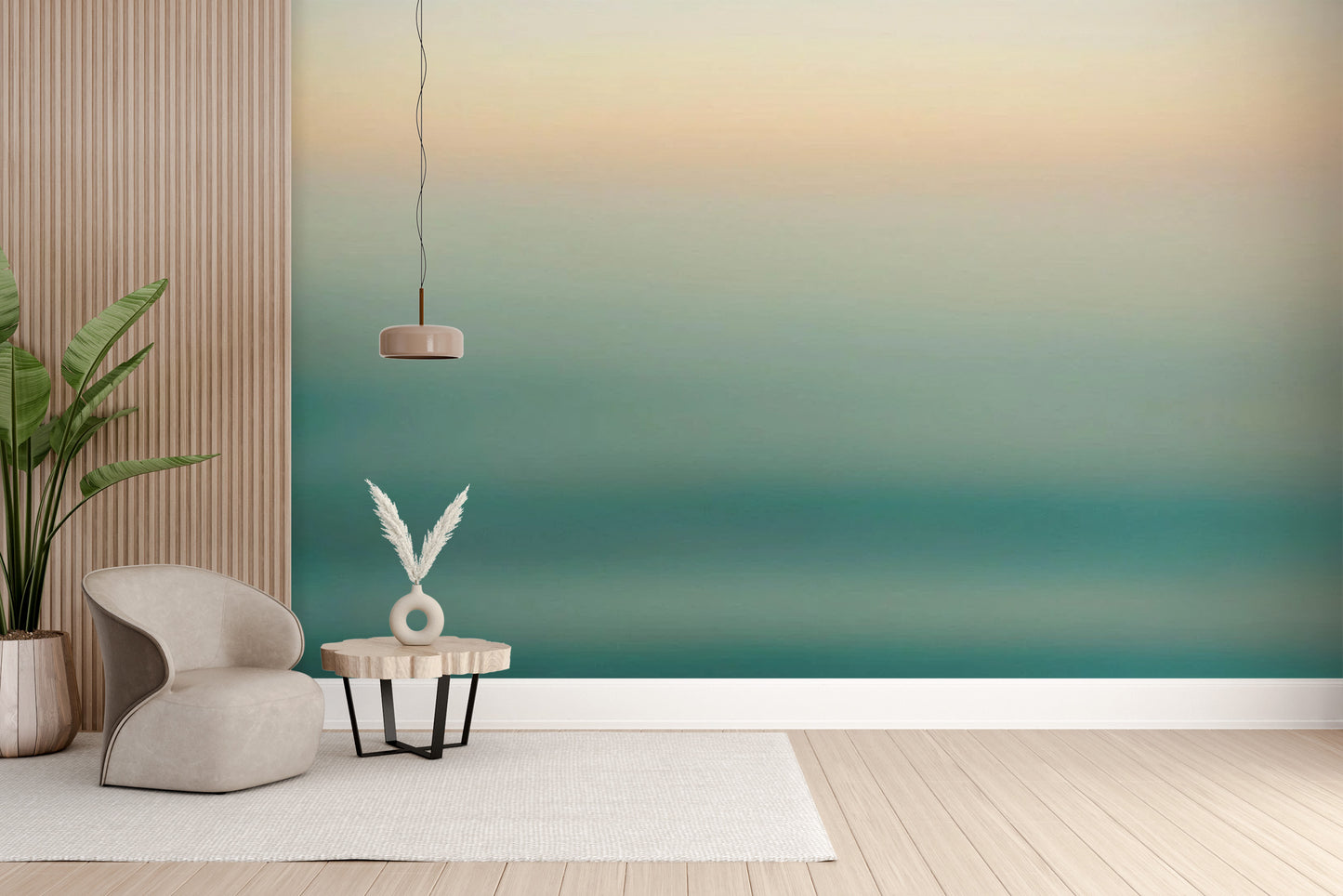 Gradient ocean green wallpaper for calming interiors
