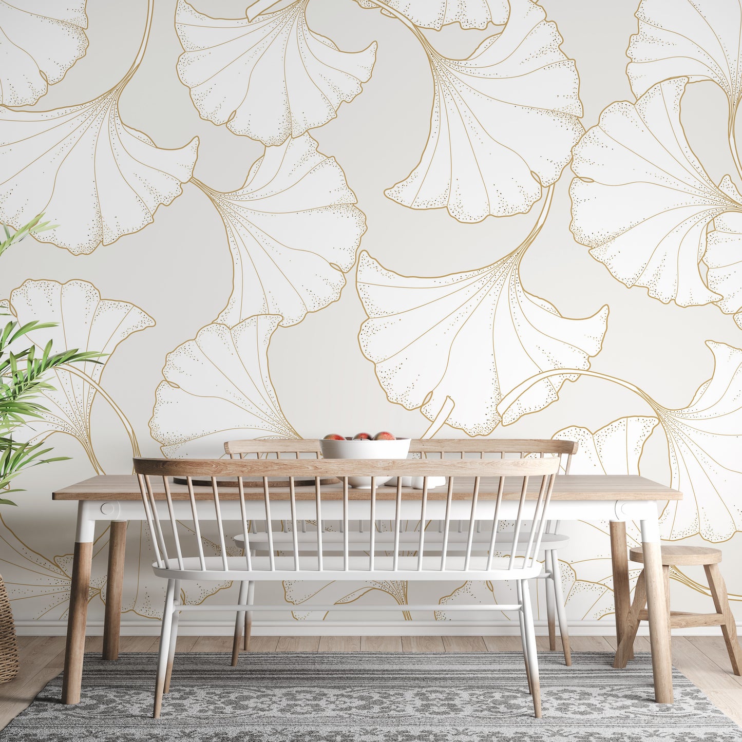 Abstract ginkgo design wallpaper mural



