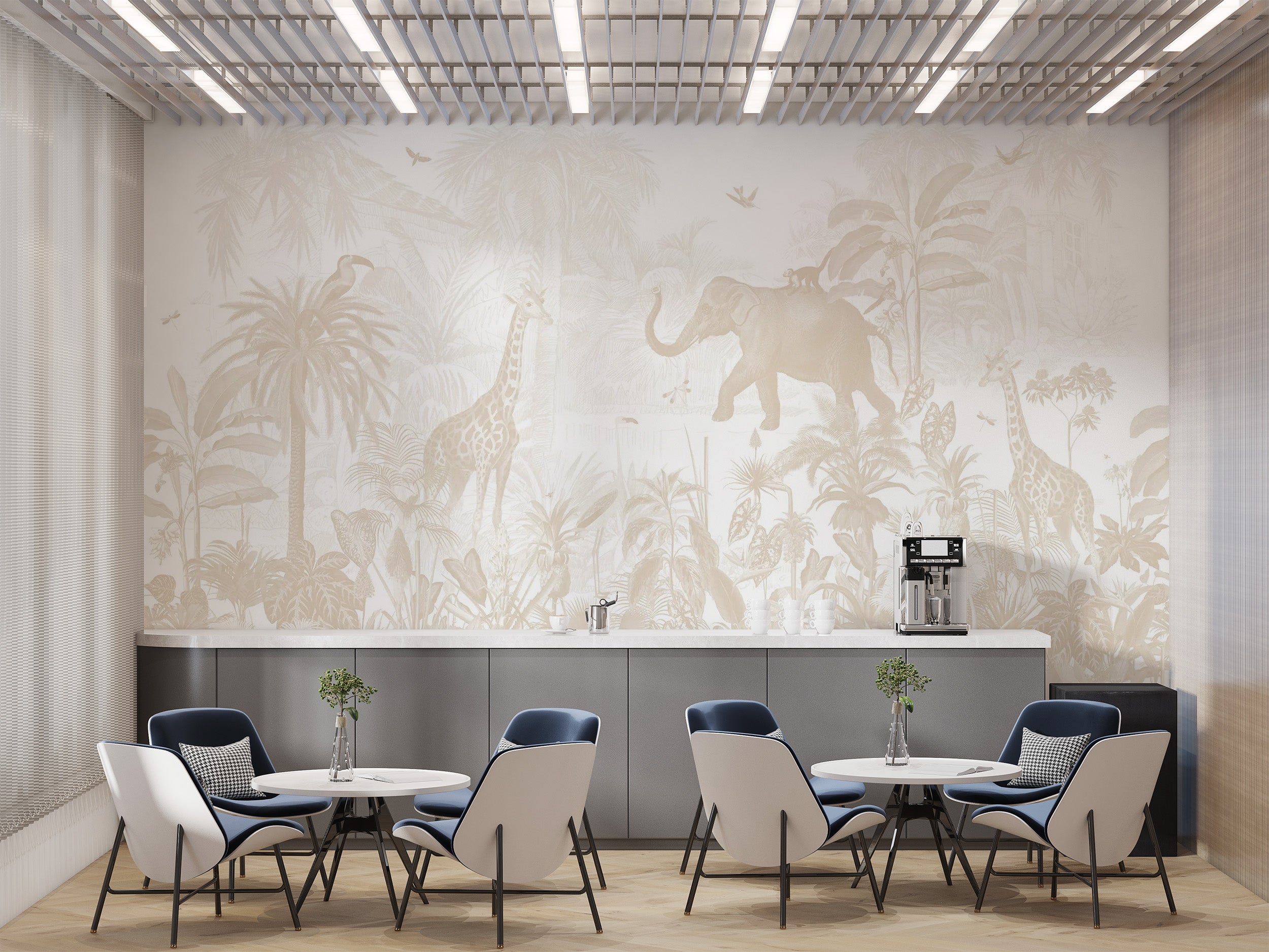 Lush jungle adventure wall mural for kids' rooms
