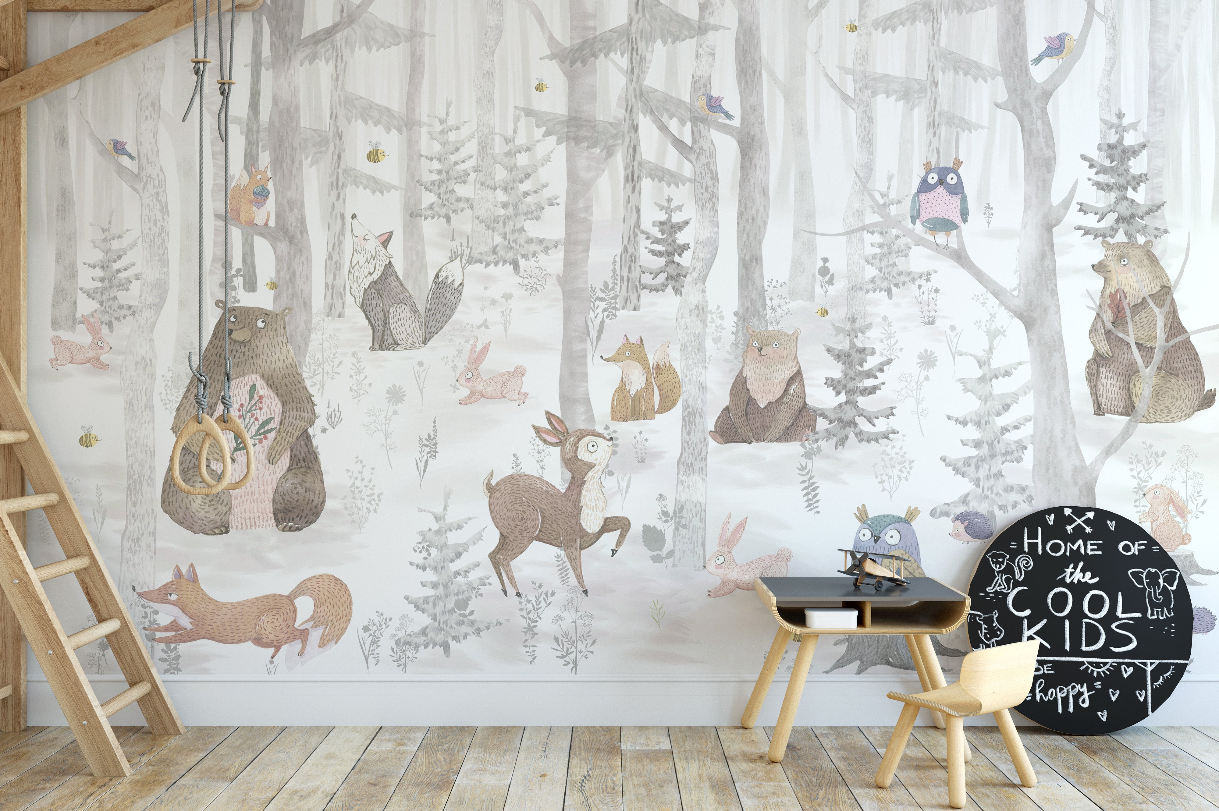 Children's watercolor animals wallpaper