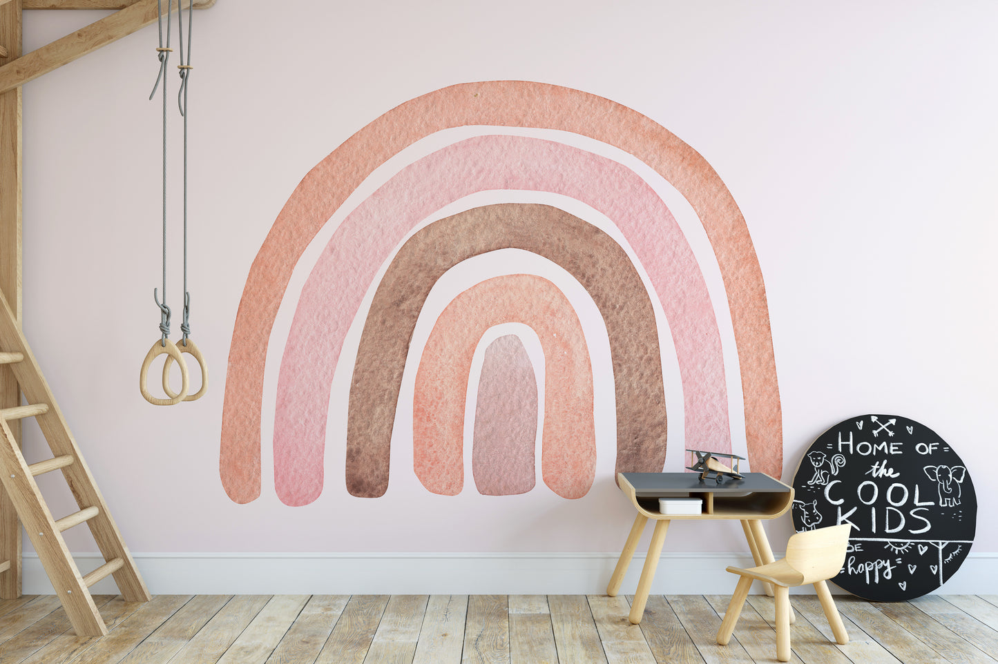 Whimsical rainbow mural design