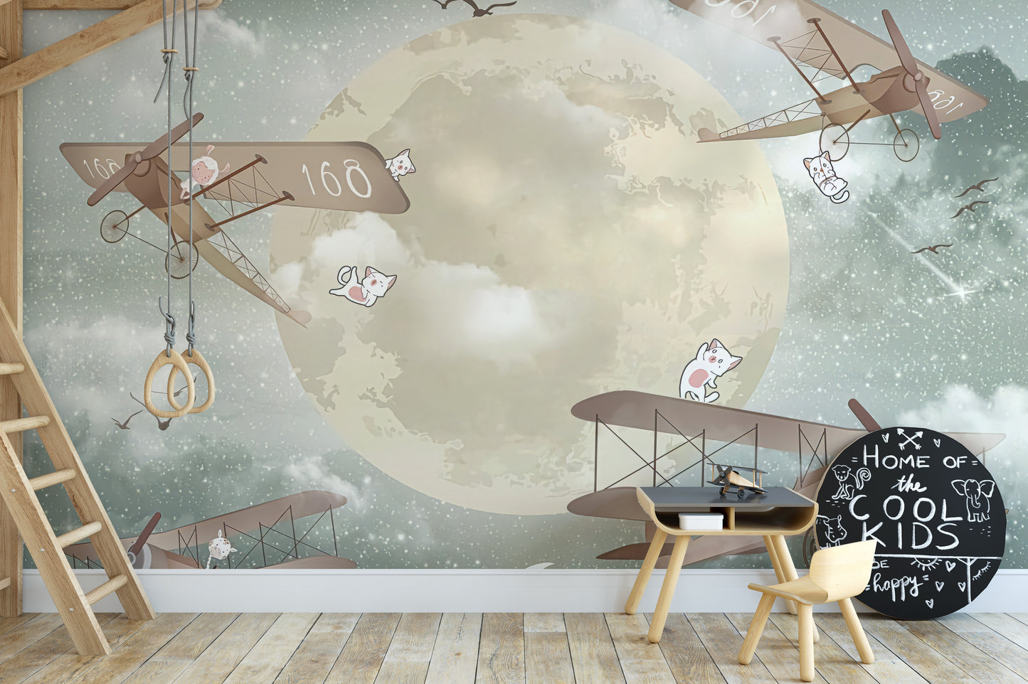 Star gliders mural in a serene sky setting