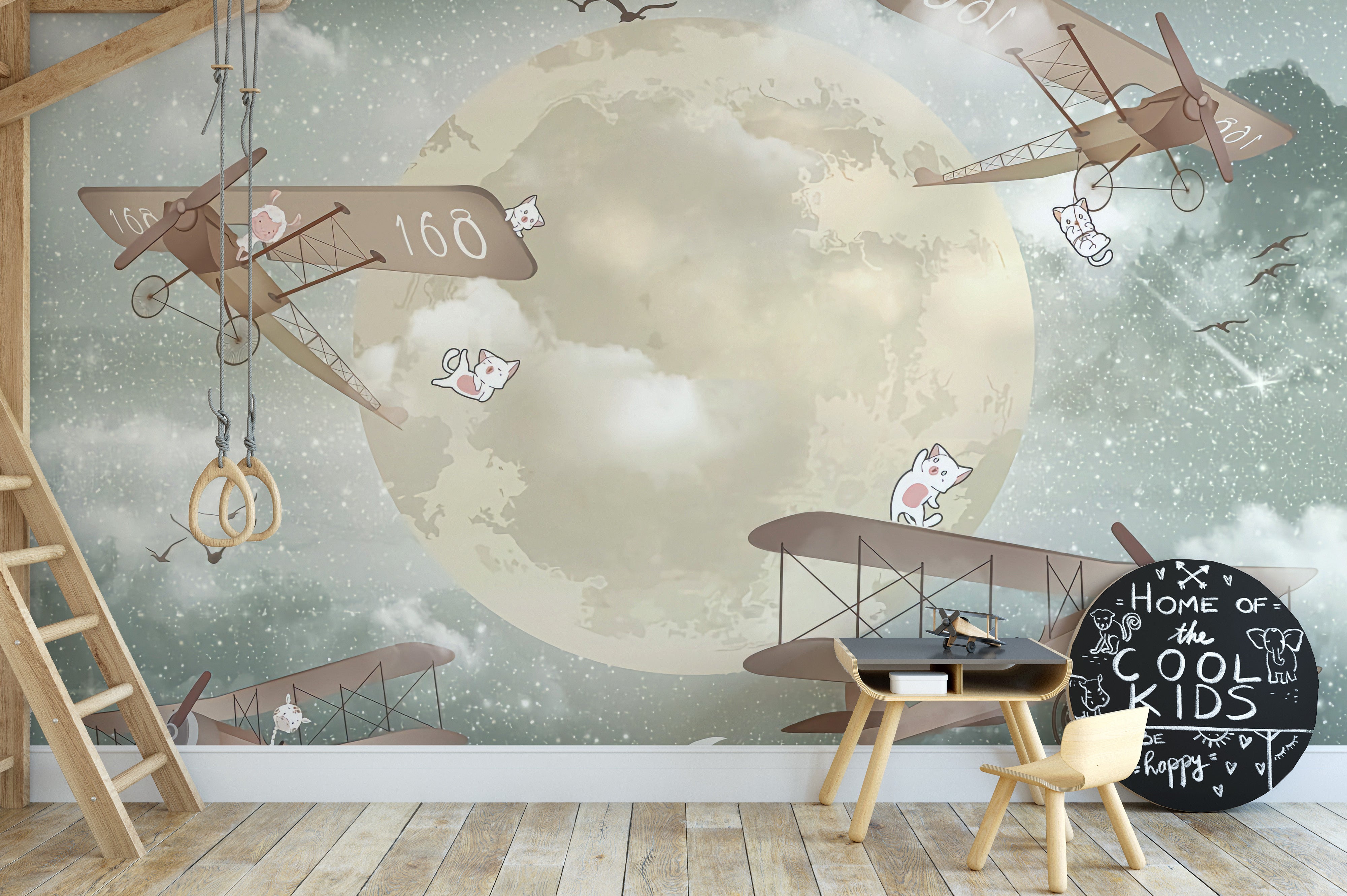 Star gliders mural in a serene sky setting