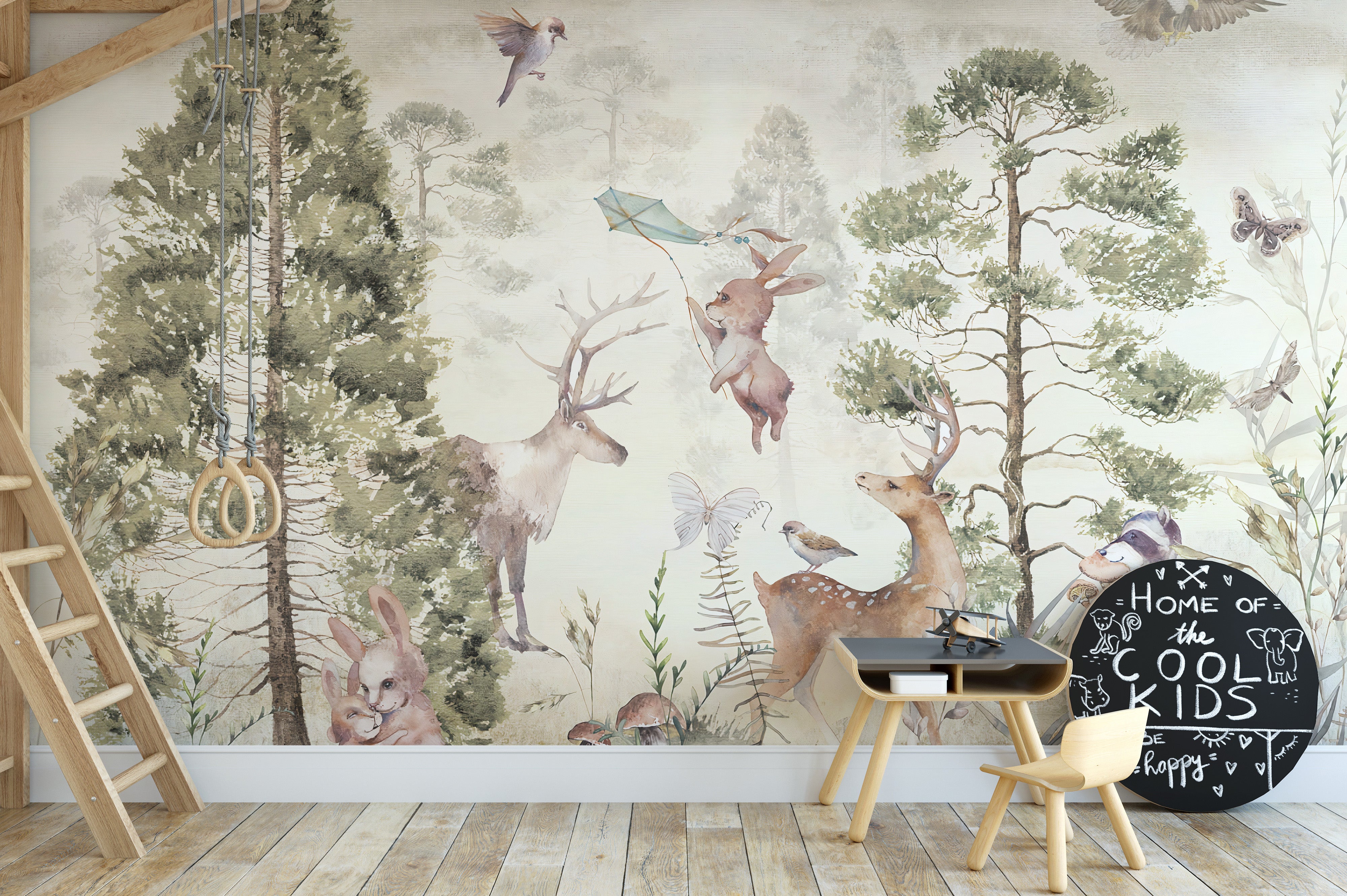 Nature-inspired wallpaper with harmonious wildlife