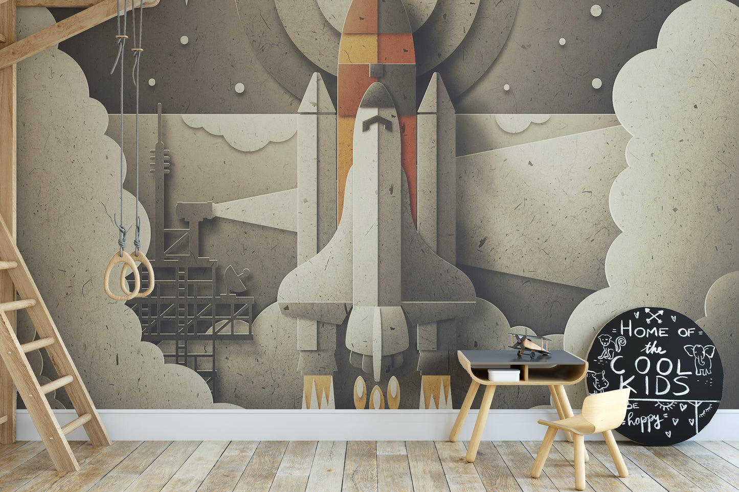 Colorful space launcher wallpaper for bedrooms
