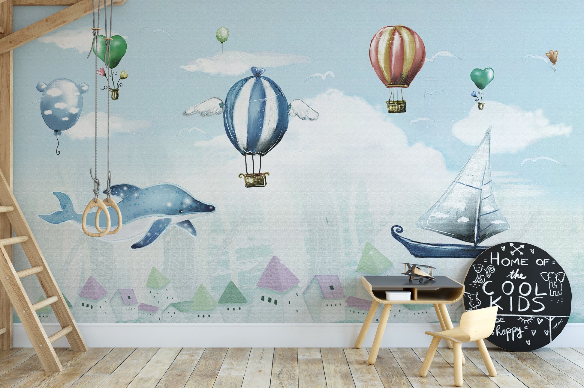 Colorful dreamscape wallpaper with balloons
