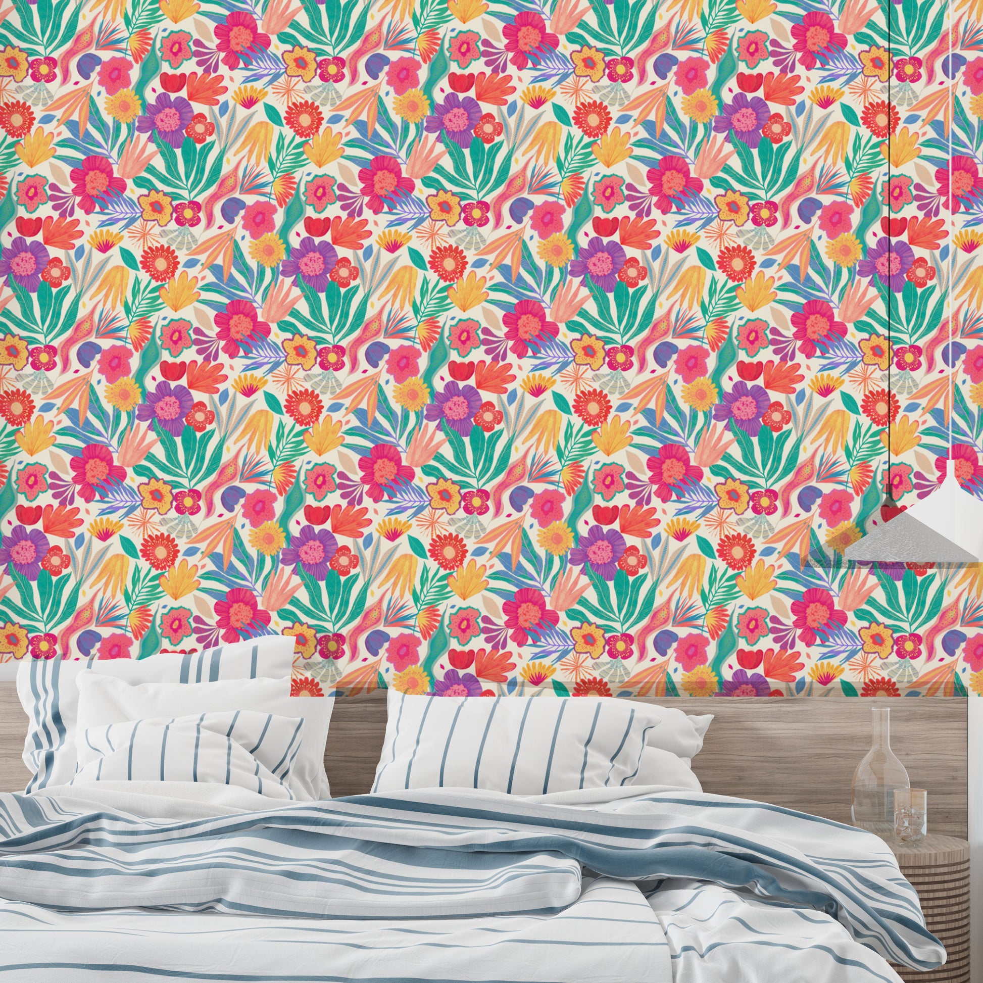 Stunning wall decor with bold exotic floral patterns
