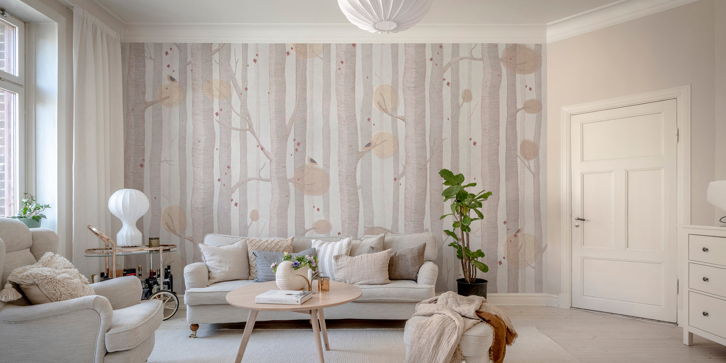 Neutral Tree Wallpaper Design