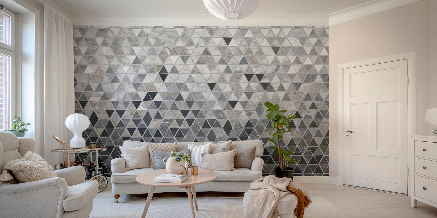 Sleek geometric mirror tile wallpaper design