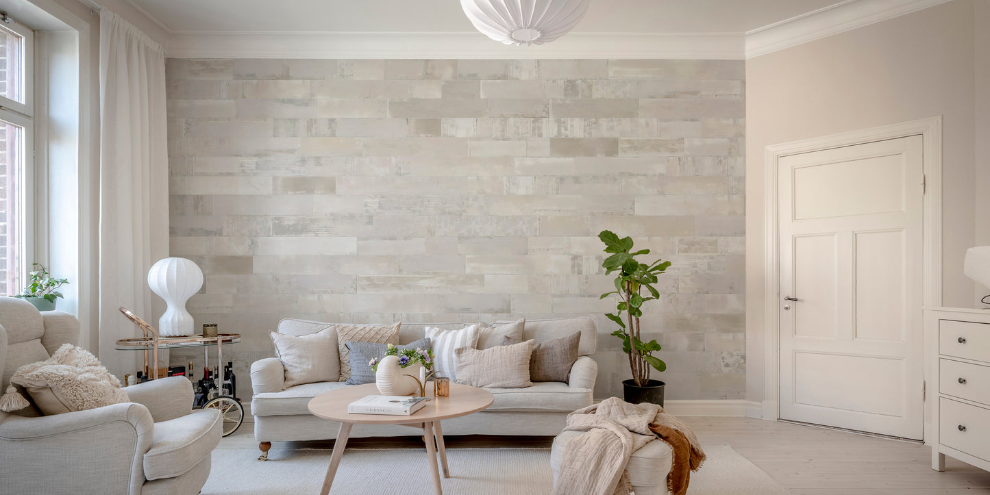 Weathered beige brick look for a rustic wall effect