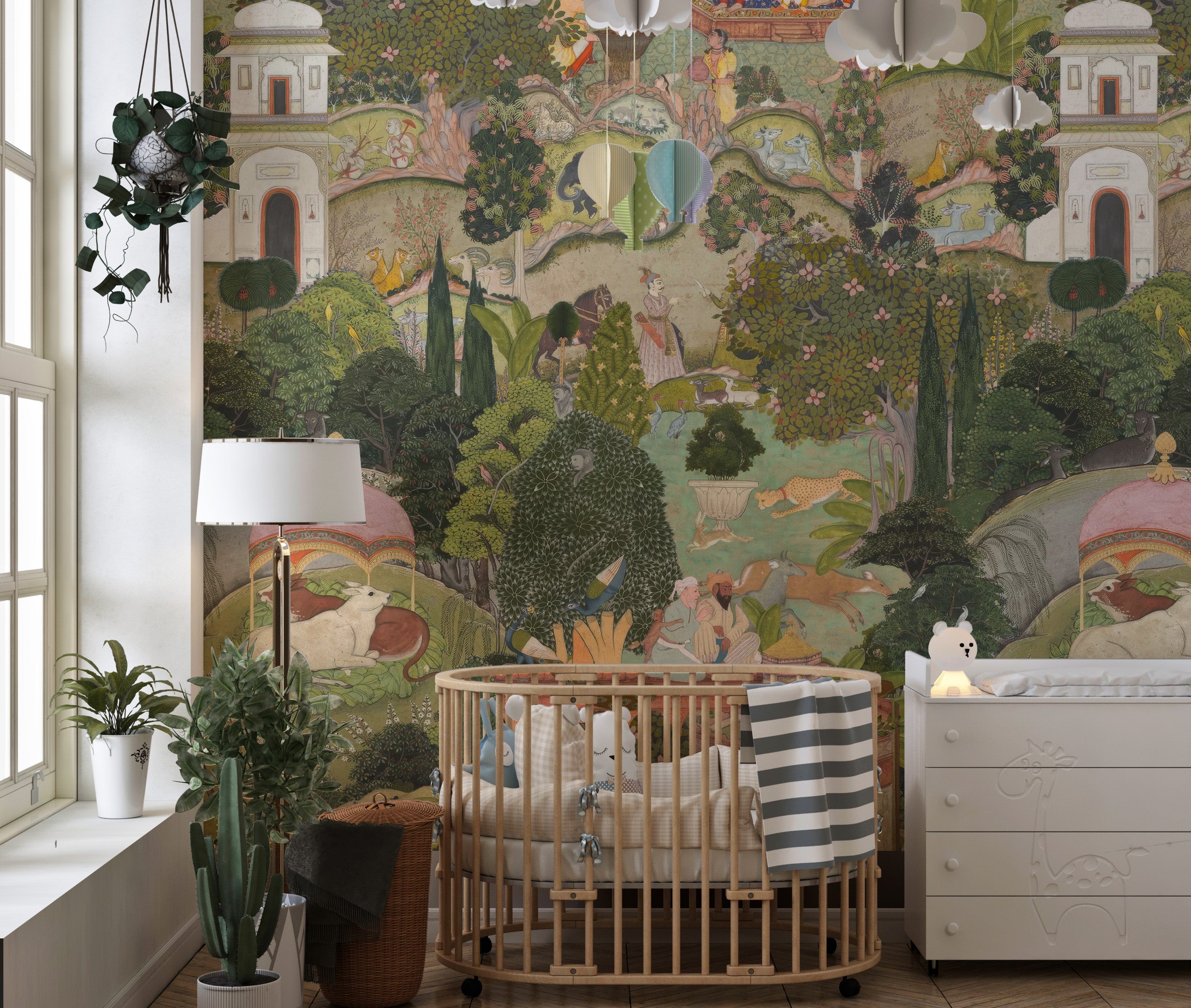 Nature-inspired Jaipur garden wallpaper mural
