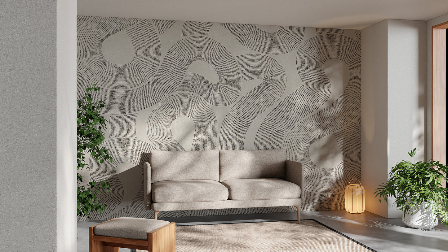 Sophisticated grey Zen mural for peaceful room design