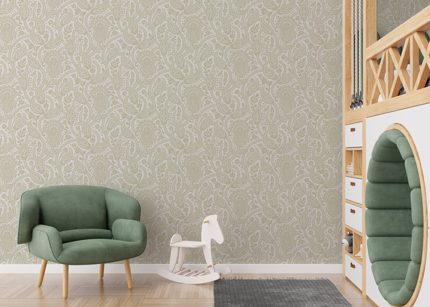 Beige Color Adrian Honey Paisley Wallpaper