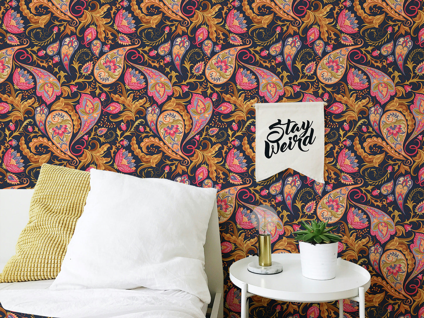 Colorful Abstract Repeat Pattern Paisley Wallpaper