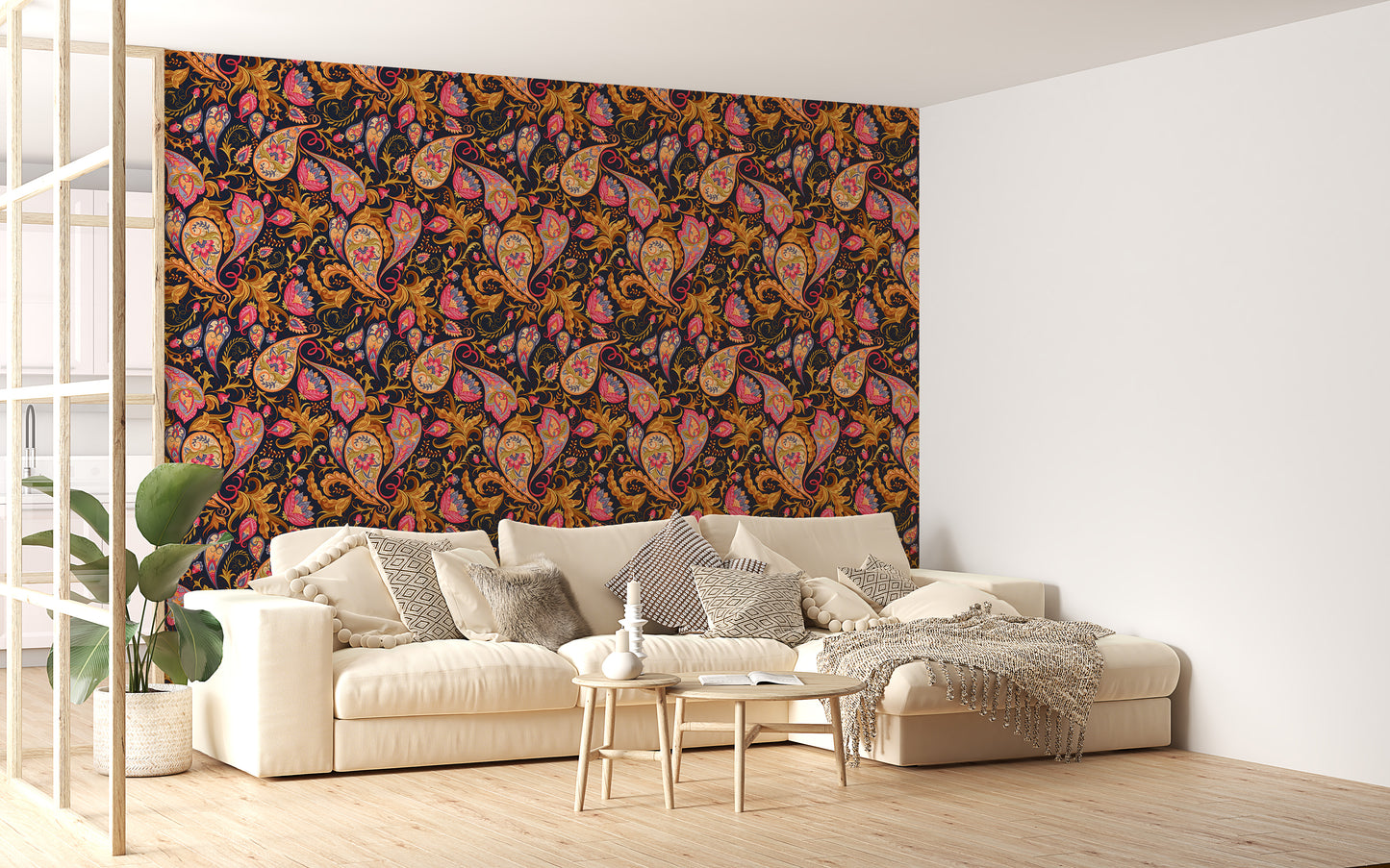 Colorful Abstract Repeat Pattern Paisley Wallpaper