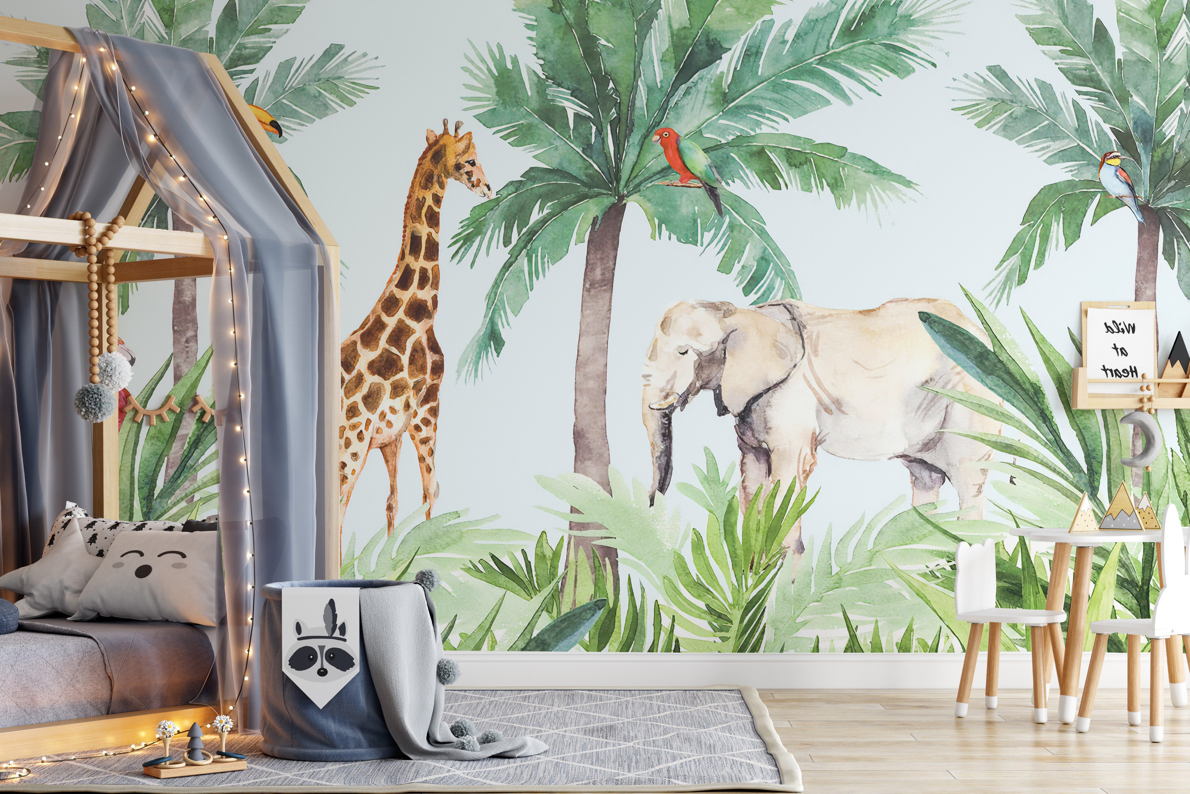 Artistic animal wallpaper for kids’ rooms
