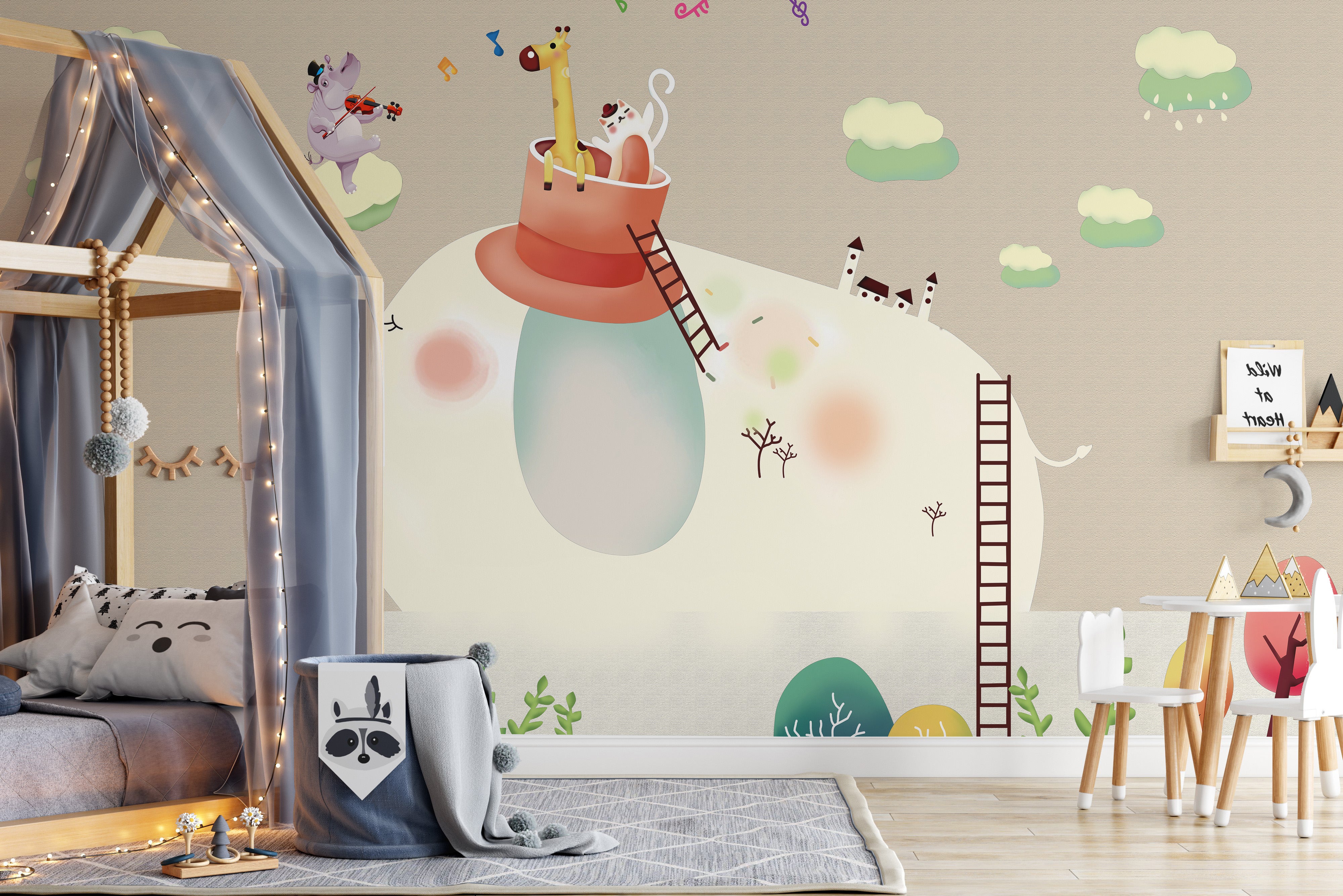 Fun elephant design for children’s decor.
