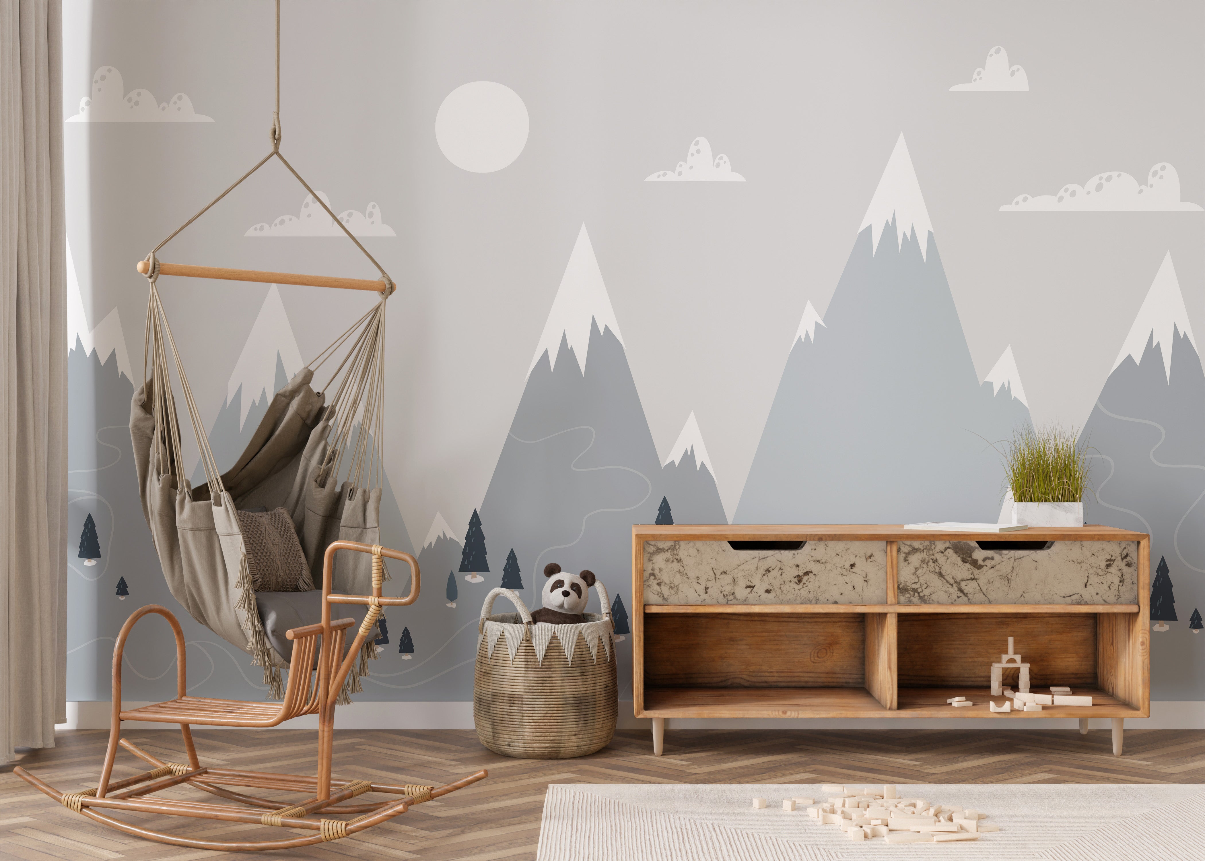 Chic Scandinavian mural alpine wallpaper
