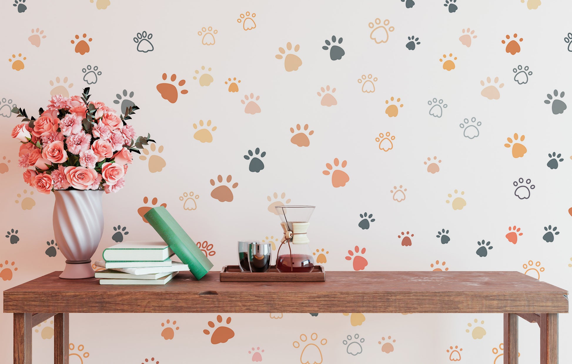 Adorable animal footprints wallpaper for playful decor