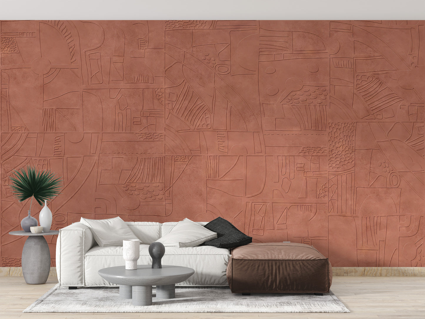 Modern Terracotta Textured Wallpaper Mural