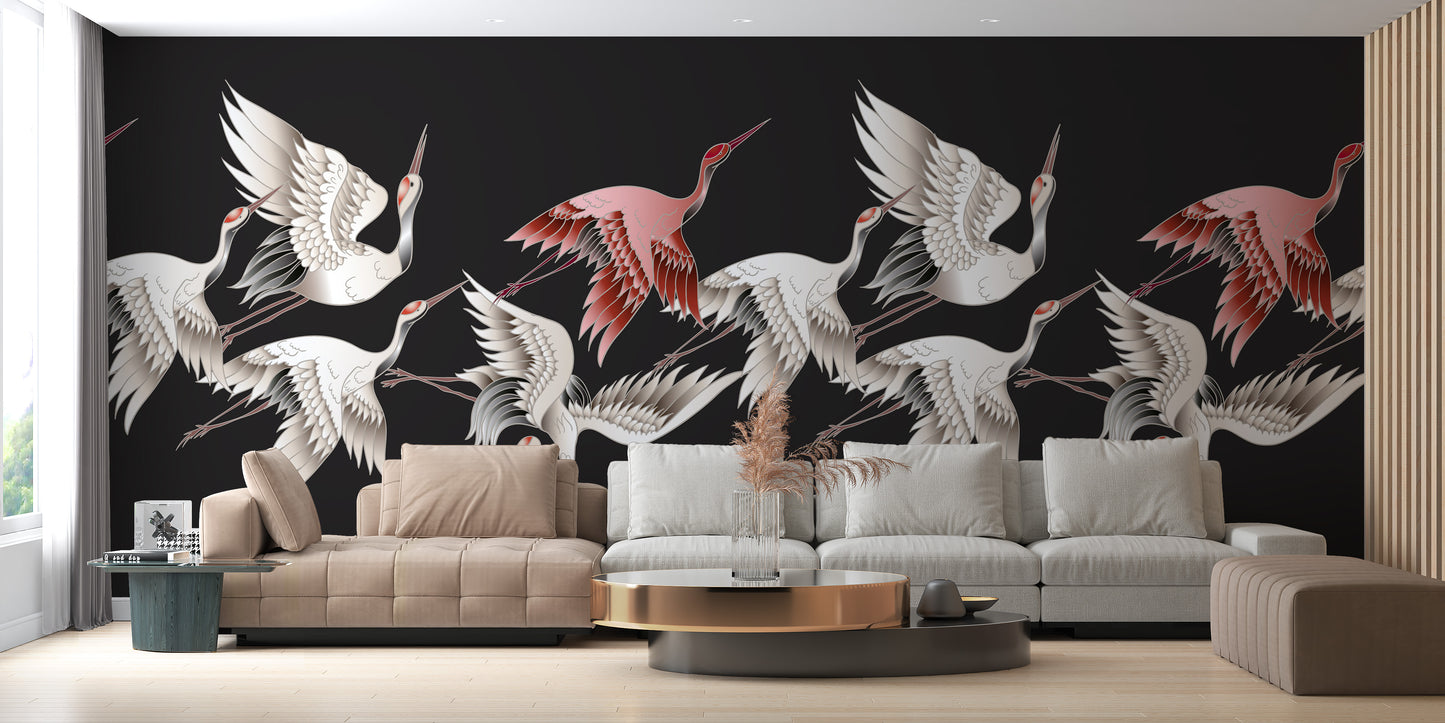 Crane wallpaper with a serene natural vibe
