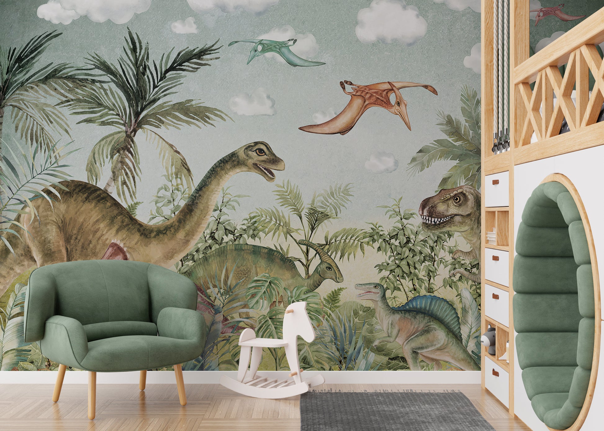 Jurassic mural capturing a timeless prehistoric vibe