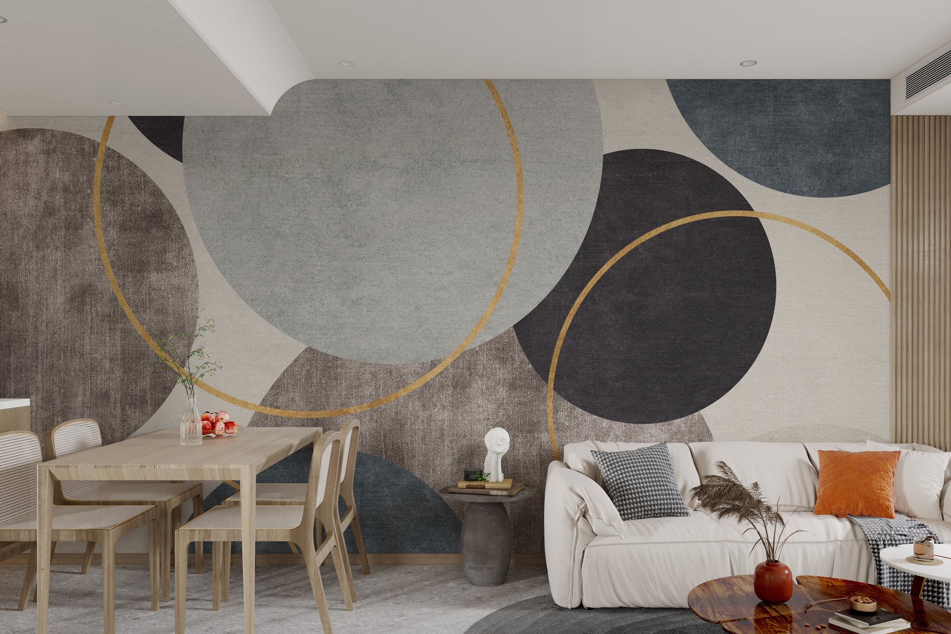 Luxury wallpaper with circular gold details
