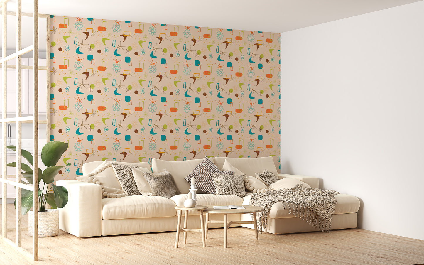 Old Vintage Style Atomic Mid Century Wallpaper