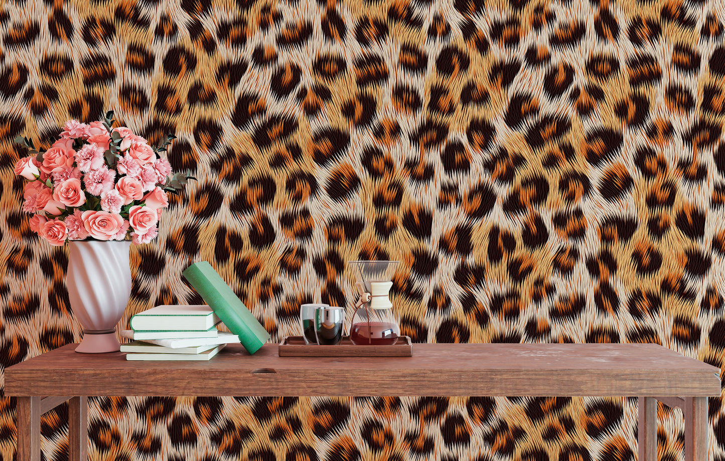 Trendy leopard skin wallpaper with seamless vector design