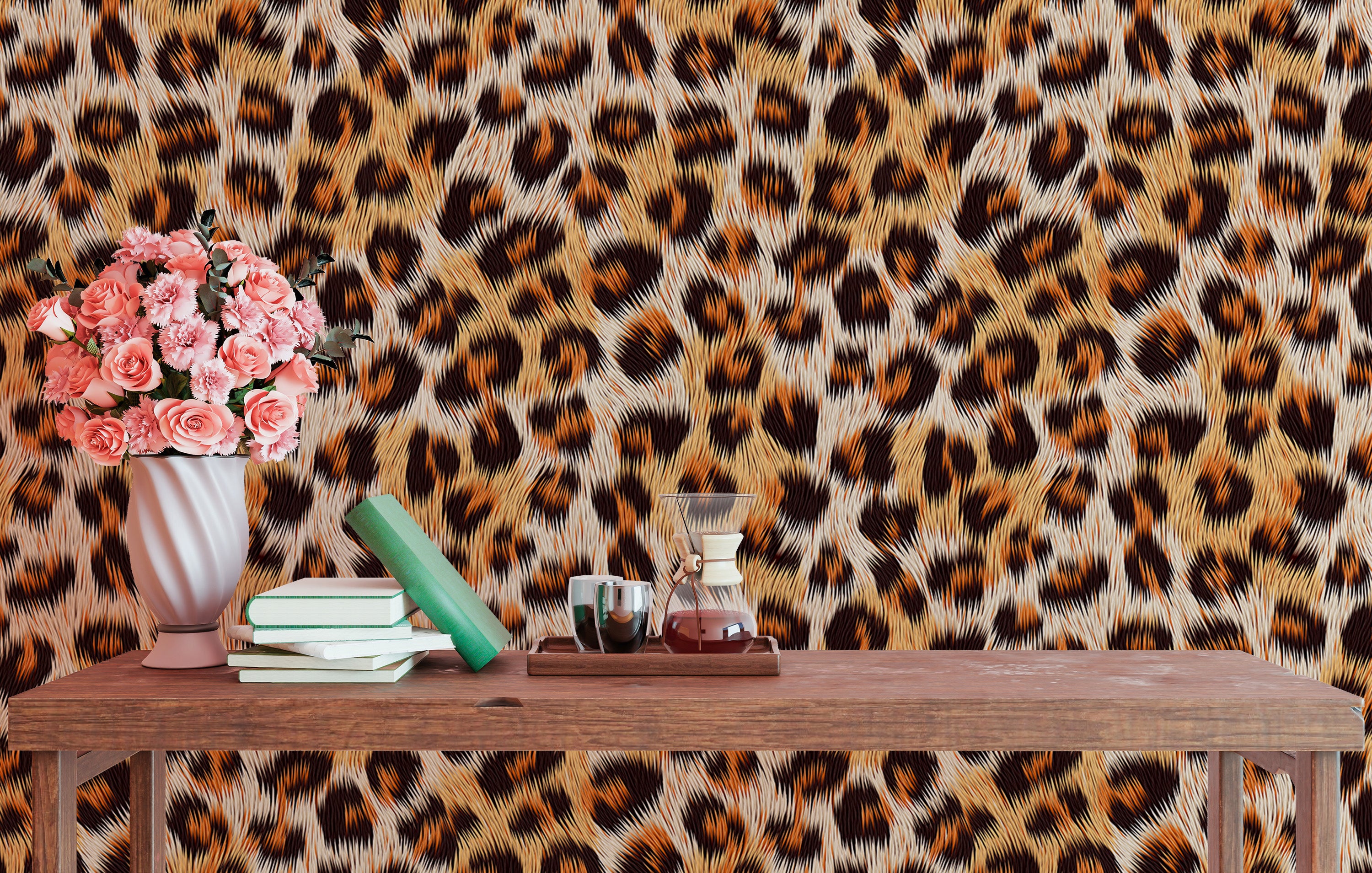 Trendy leopard skin wallpaper with seamless vector design