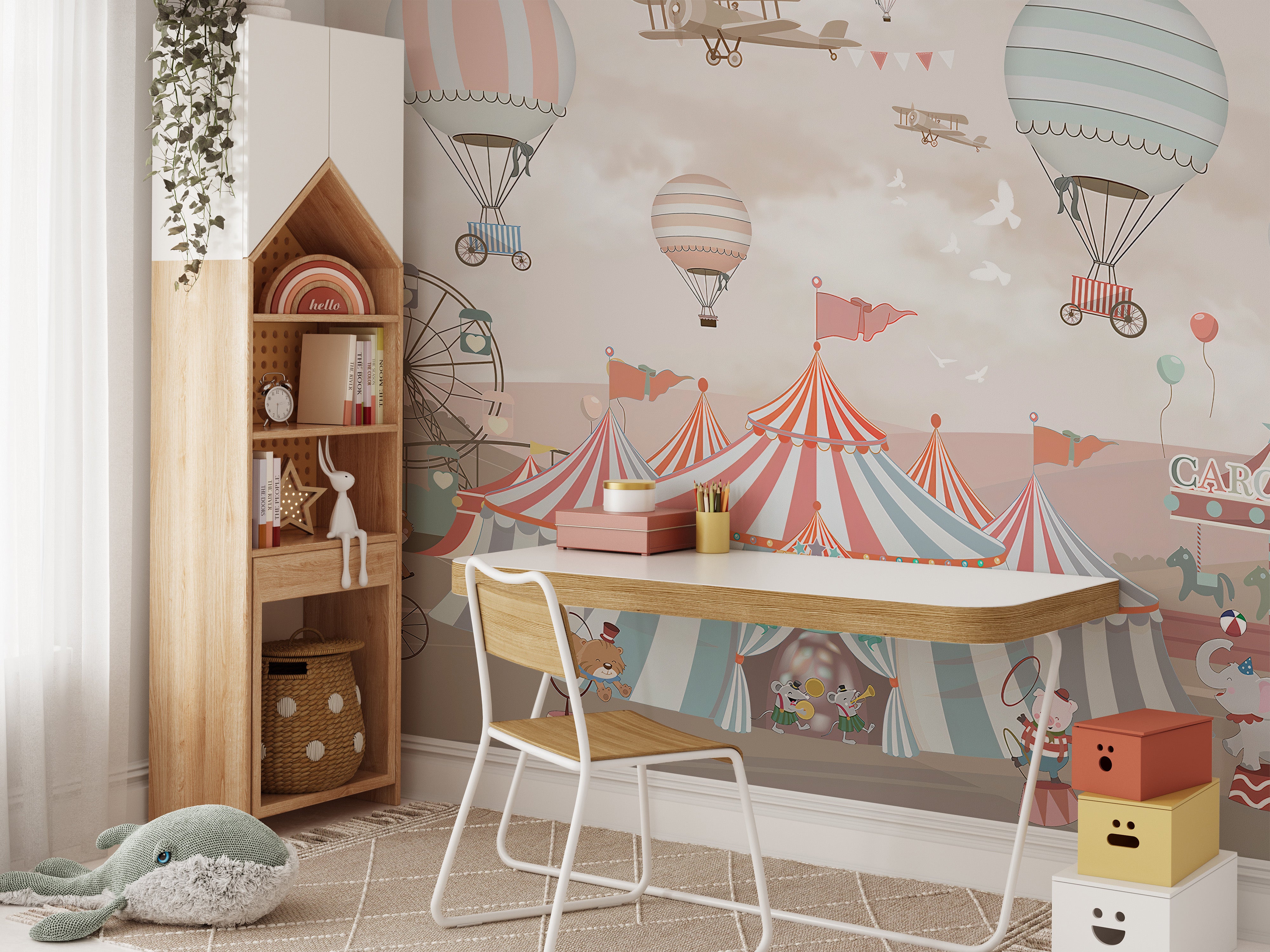 Playful pink parade wallpaper with circus vibes