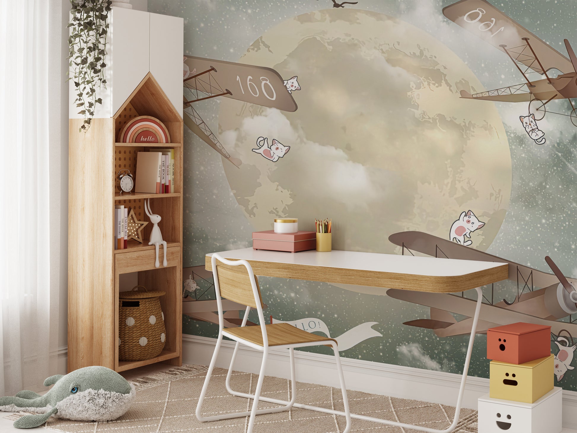 Dreamy star gliders mural for playful decor