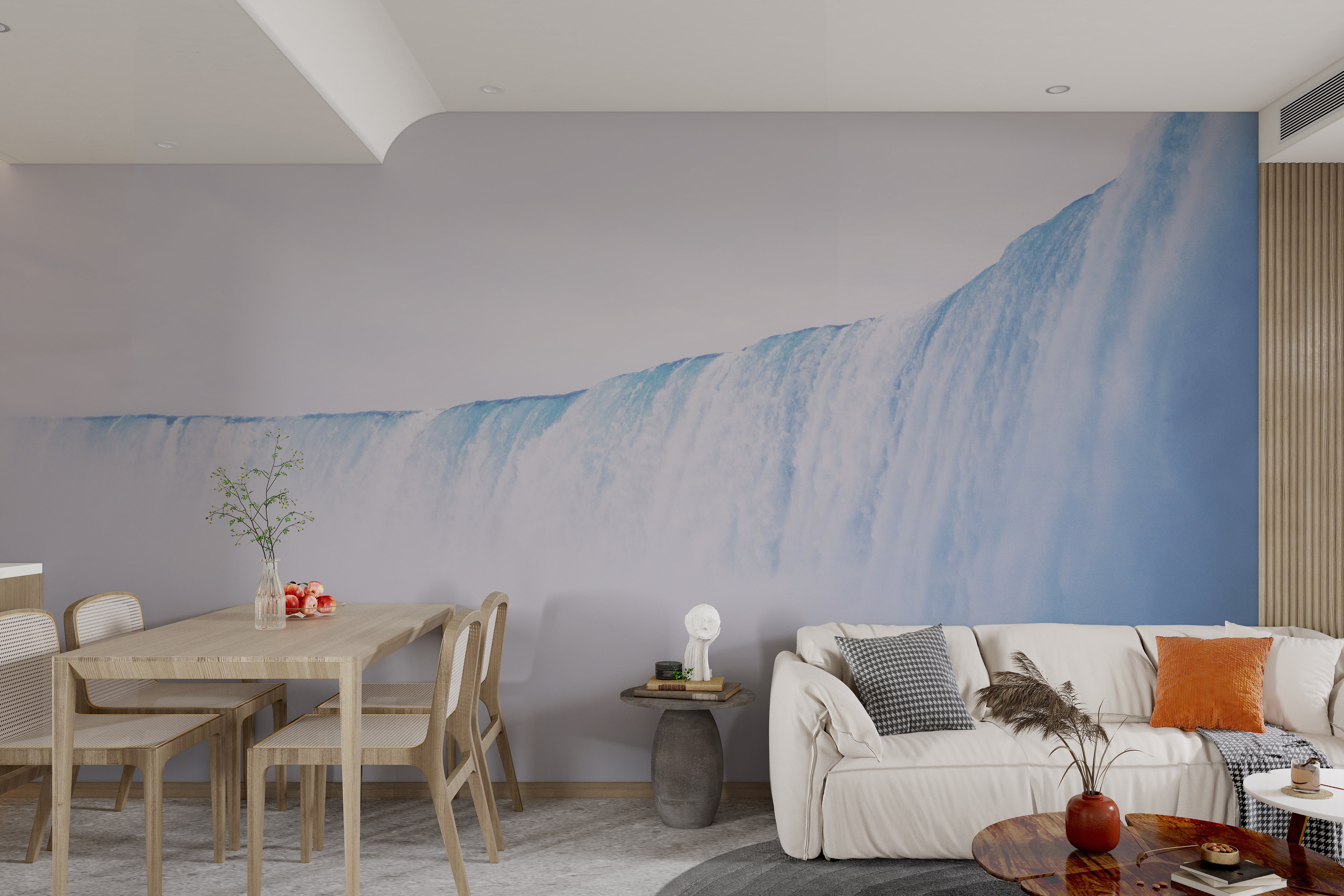 Blue water waterfall wall mural for home
