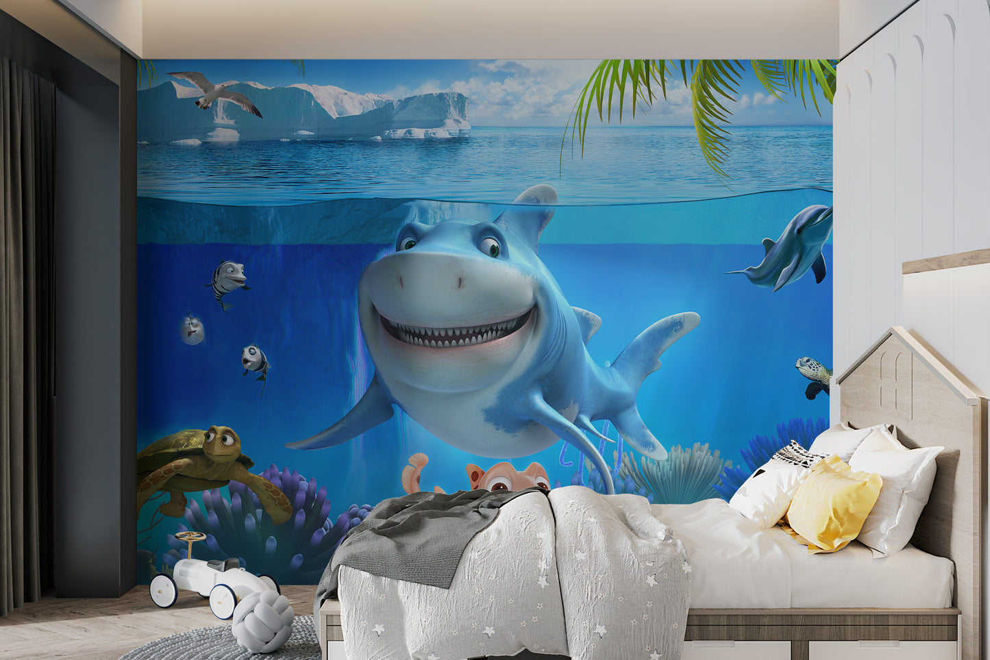 3d Underwater Shark World Kids Room Wall Murals