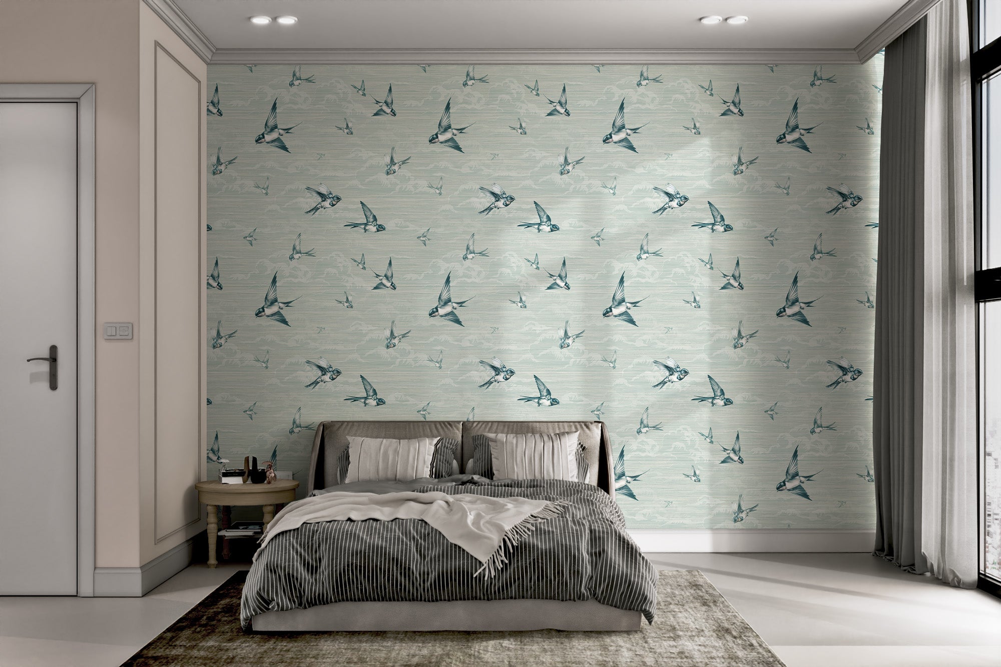 Peaceful Blue Birds Wallpaper Mural