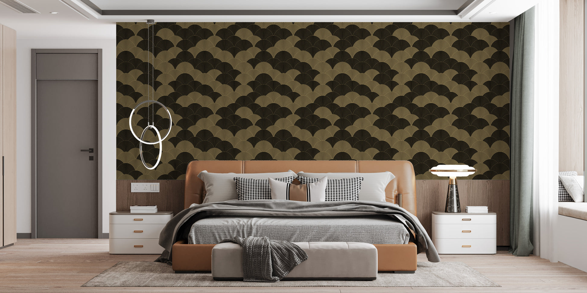 Stylish black gold wallpaper mural for decor
