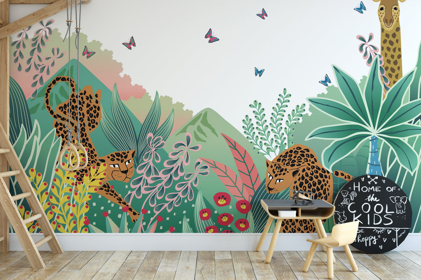 Cartoon jungle wallpaper mural adventure
