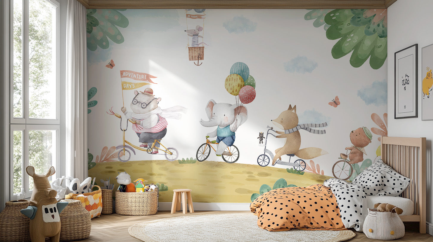 Animal Bicycle Ride Wall Mural