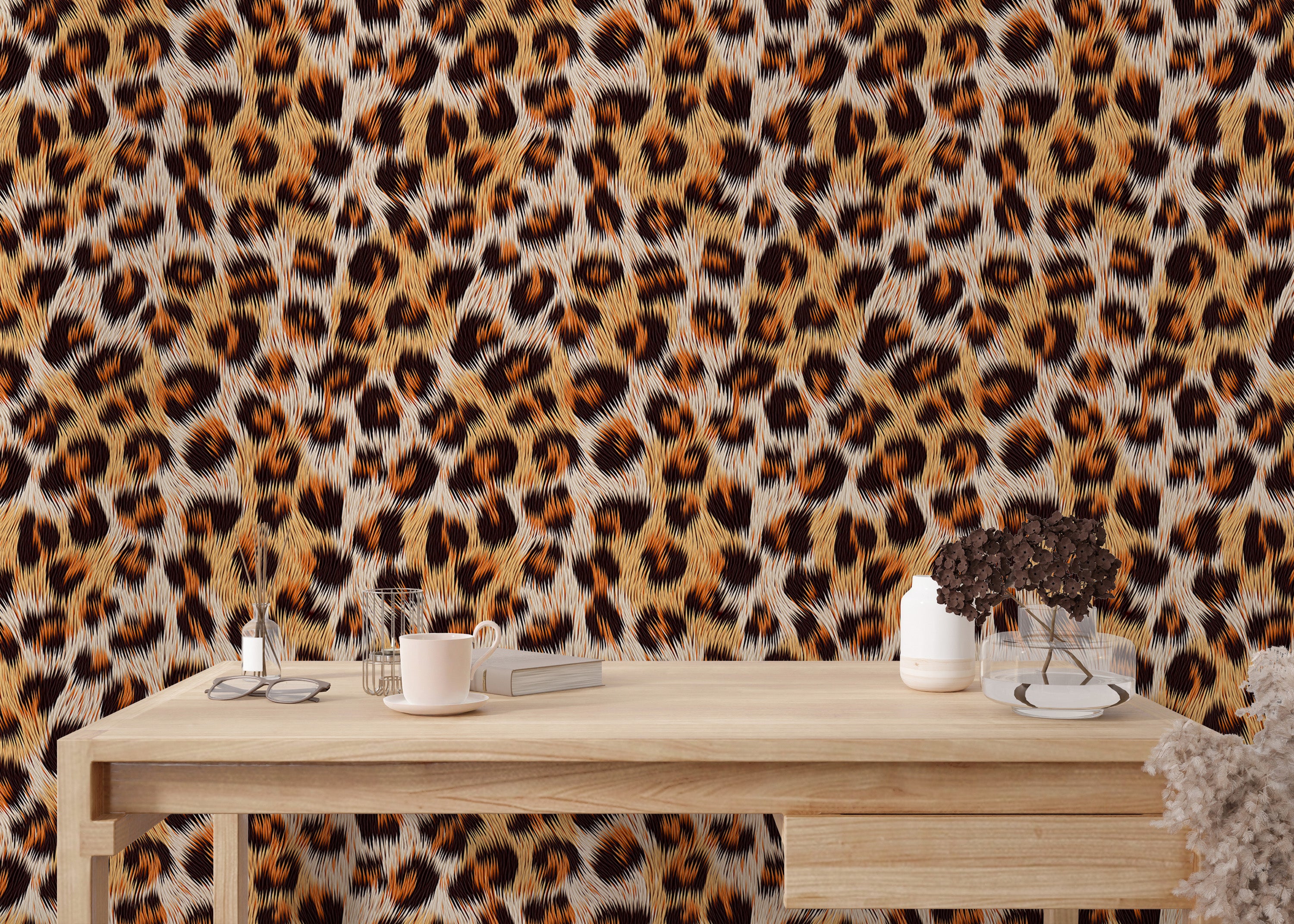 Animal print wallpaper featuring leopard pattern style