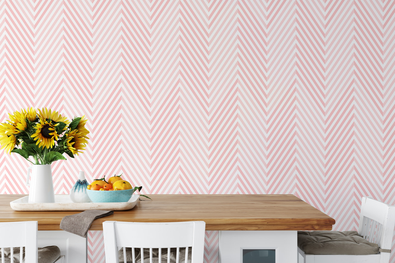 Chevron Pink and White Geometric Vector Wallpaper