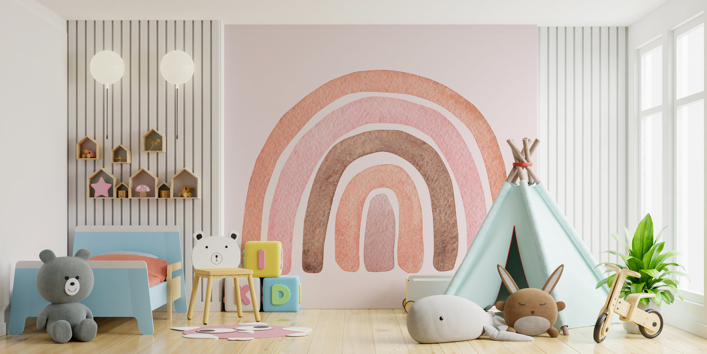 Whimsical rainbow mural design